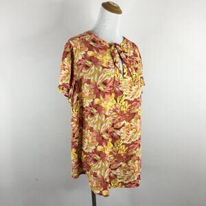 NWT TORRID Rust Multi Color Floral Print Esther Peasant Blouse Shirt